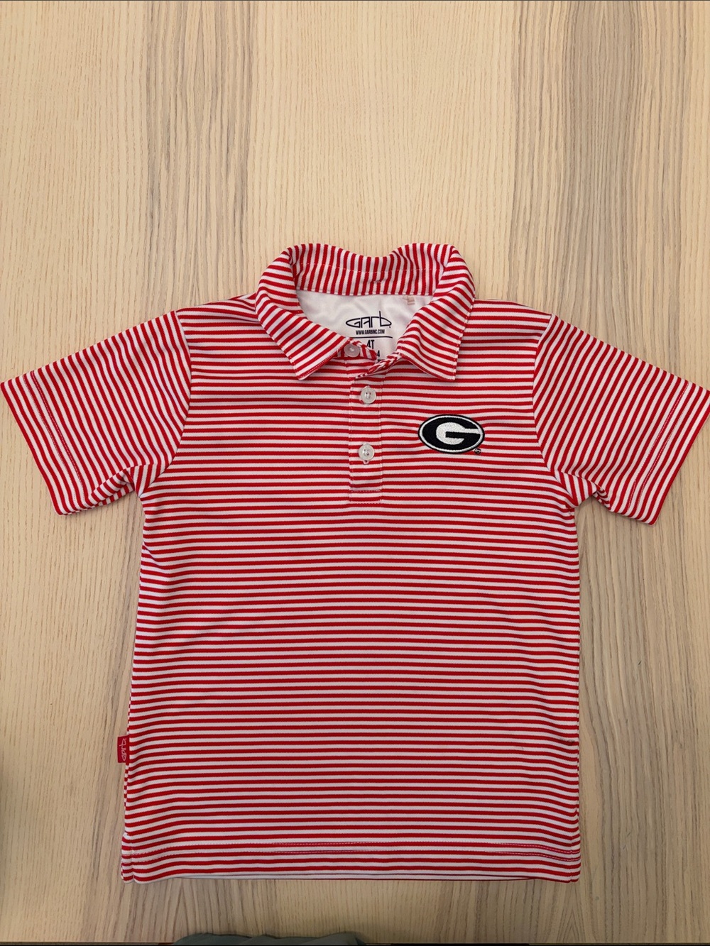 Red & White Striped Kids Polo with G Patch